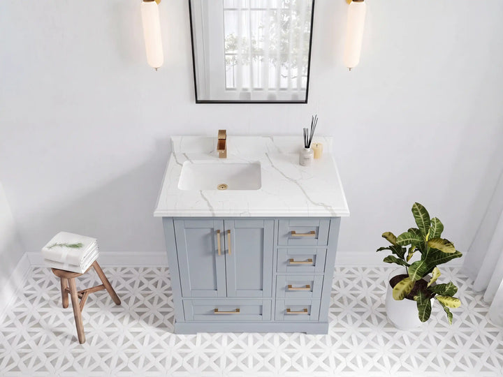 Boston 36 in. W x 22 in. D Left Offset Sink Bathroom Vanity - photo 25