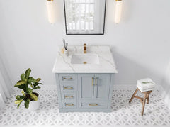 Boston 36 in. W x 22 in. D Right Offset Sink Bathroom Vanity - photo 25