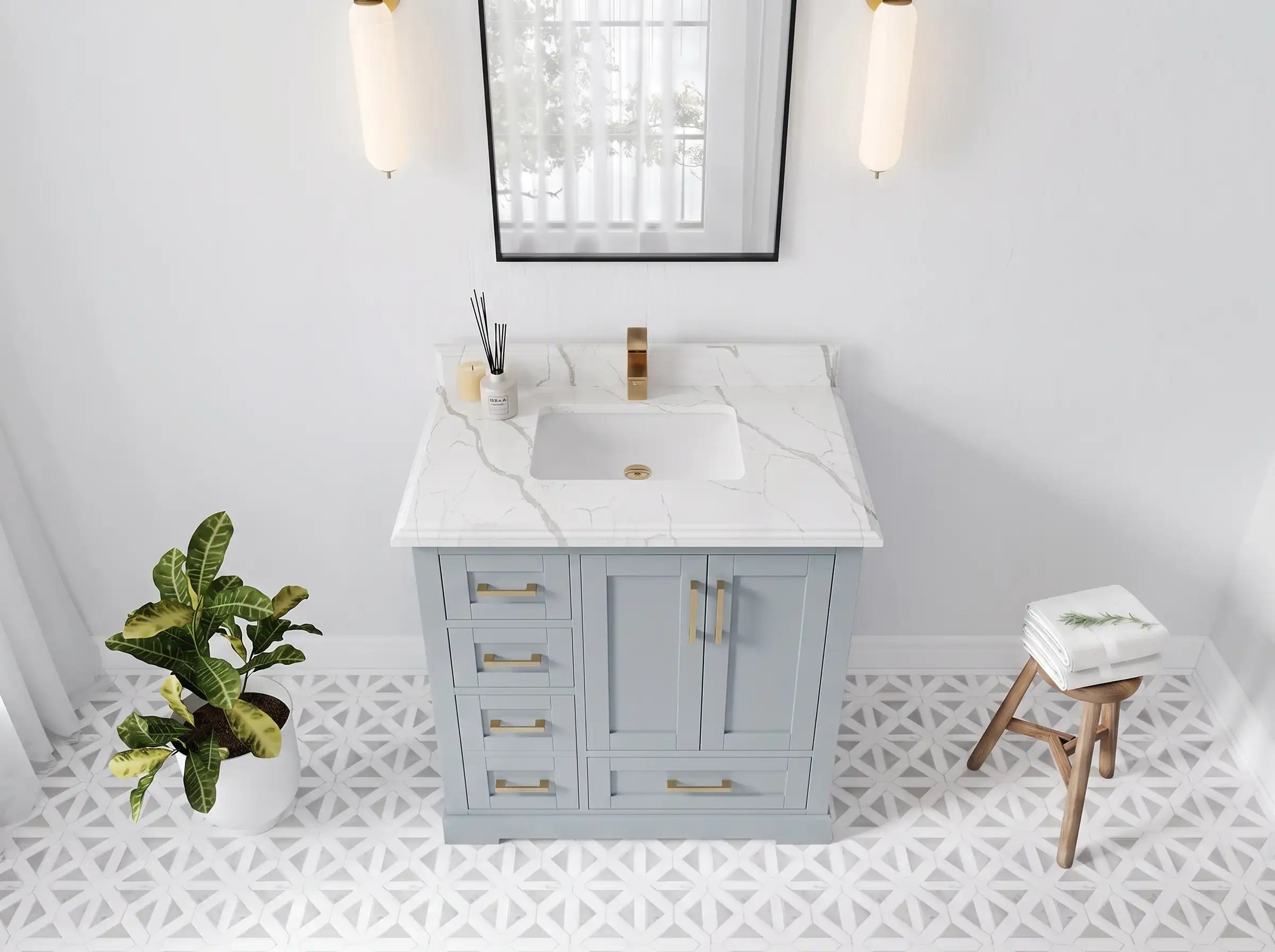 Boston 36 in. W x 22 in. D Right Offset Sink Bathroom Vanity