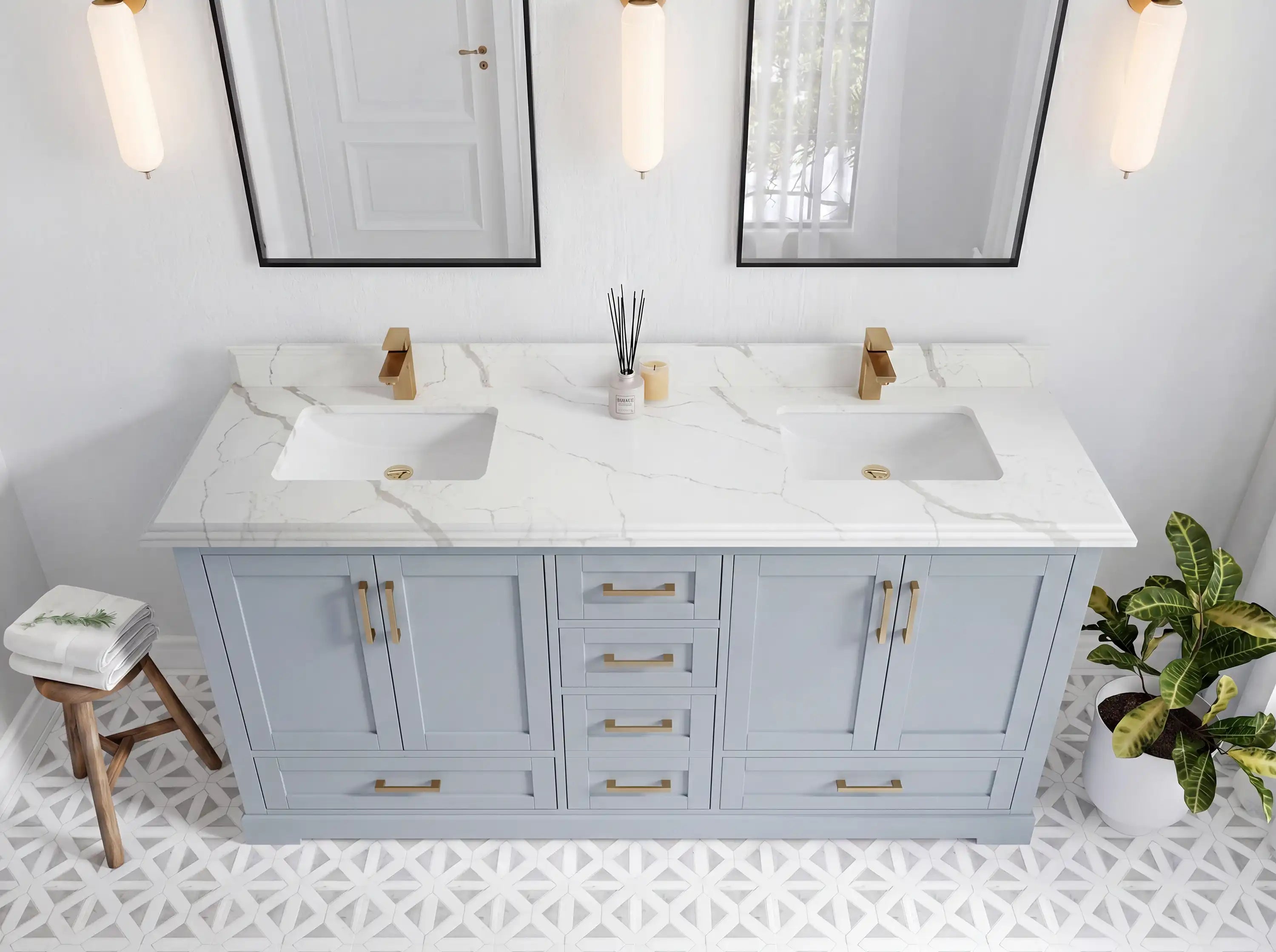 Boston 72 in. W x 22 in. D Double Sink Bathroom Vanity