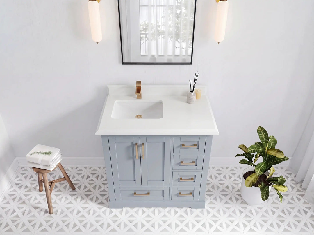 Boston 36 in. W x 22 in. D Left Offset Sink Bathroom Vanity | 
              
                Blue Heather
                
                  
             - BST_BLU_WHQZ_36L - photo №26