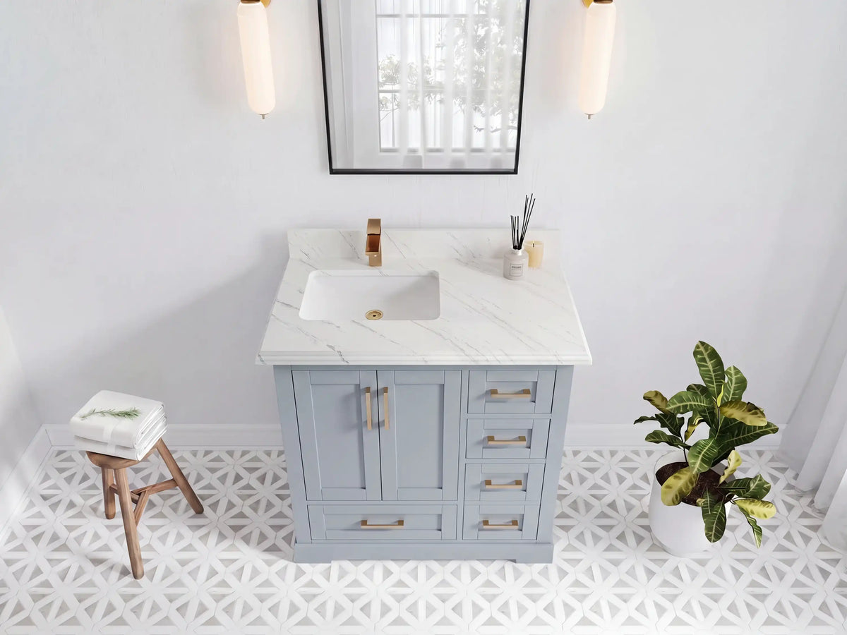 Boston 36 in. W x 22 in. D Left Offset Sink Bathroom Vanity