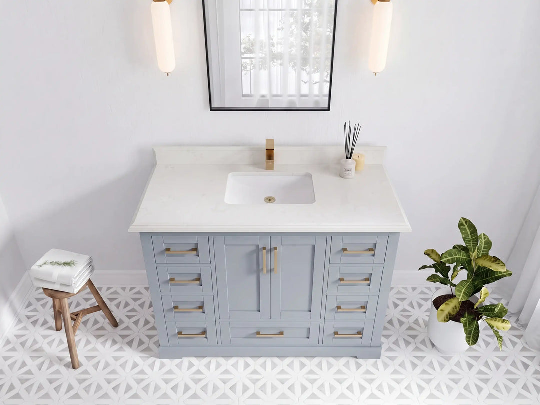 Boston 48 in. W x 22 in. D Single Sink Bathroom Vanity | 
              
                Blue Heather
                
                  
             - BST_BLU_WHQZ_48S - photo №28