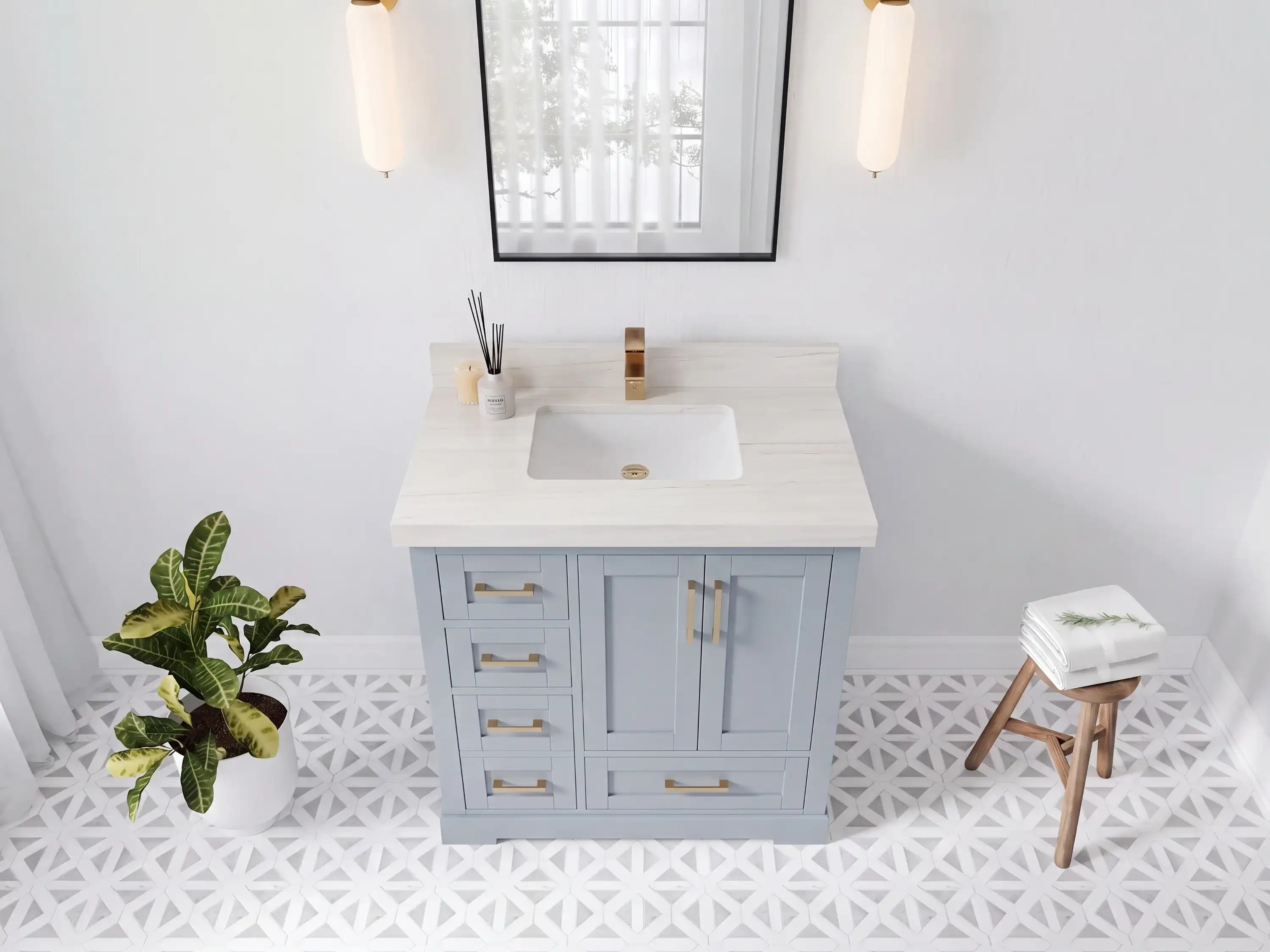 Boston 36 in. W x 22 in. D Right Offset Sink Bathroom Vanity
