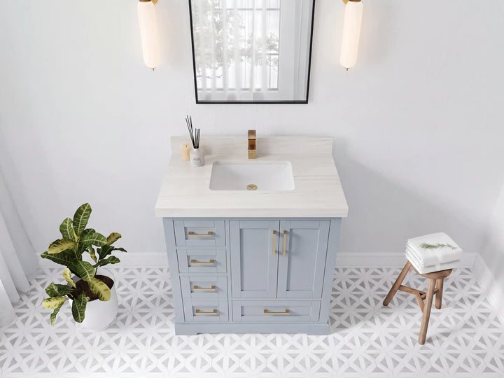 Boston 36 in. W x 22 in. D Right Offset Sink Bathroom Vanity - photo 31