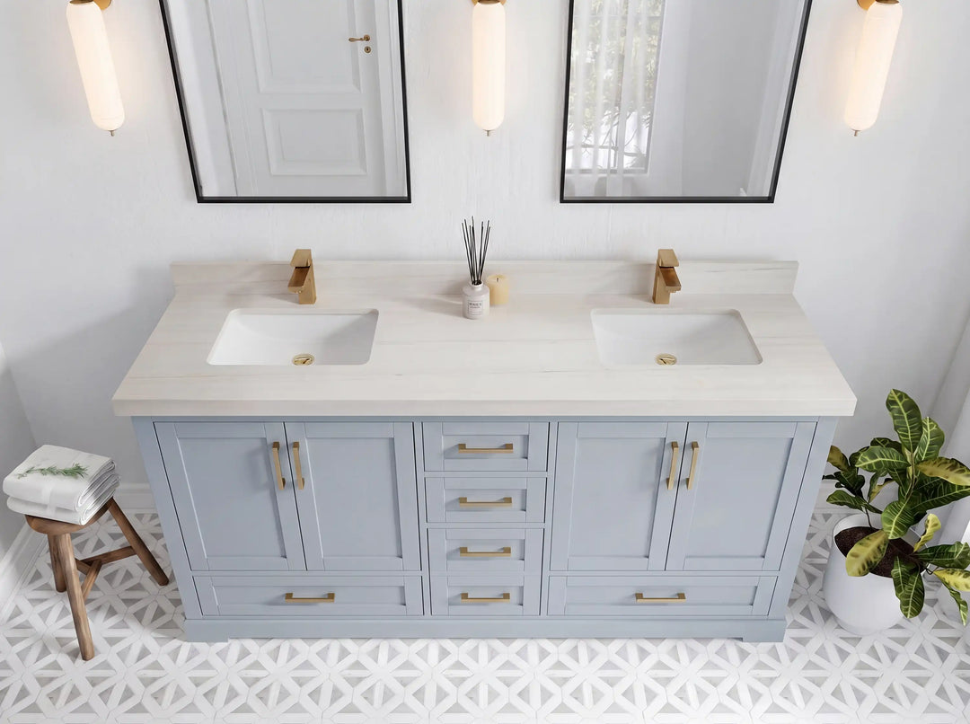 Boston 72 in. W x 22 in. D Double Sink Bathroom Vanity | 
              
                Blue Heather
                
                  
             - BST_BLU_WHQZ_72D - photo №30