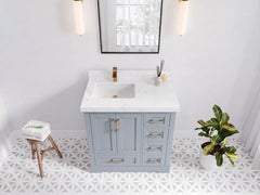Boston 36 in. W x 22 in. D Left Offset Sink Bathroom Vanity - photo 14