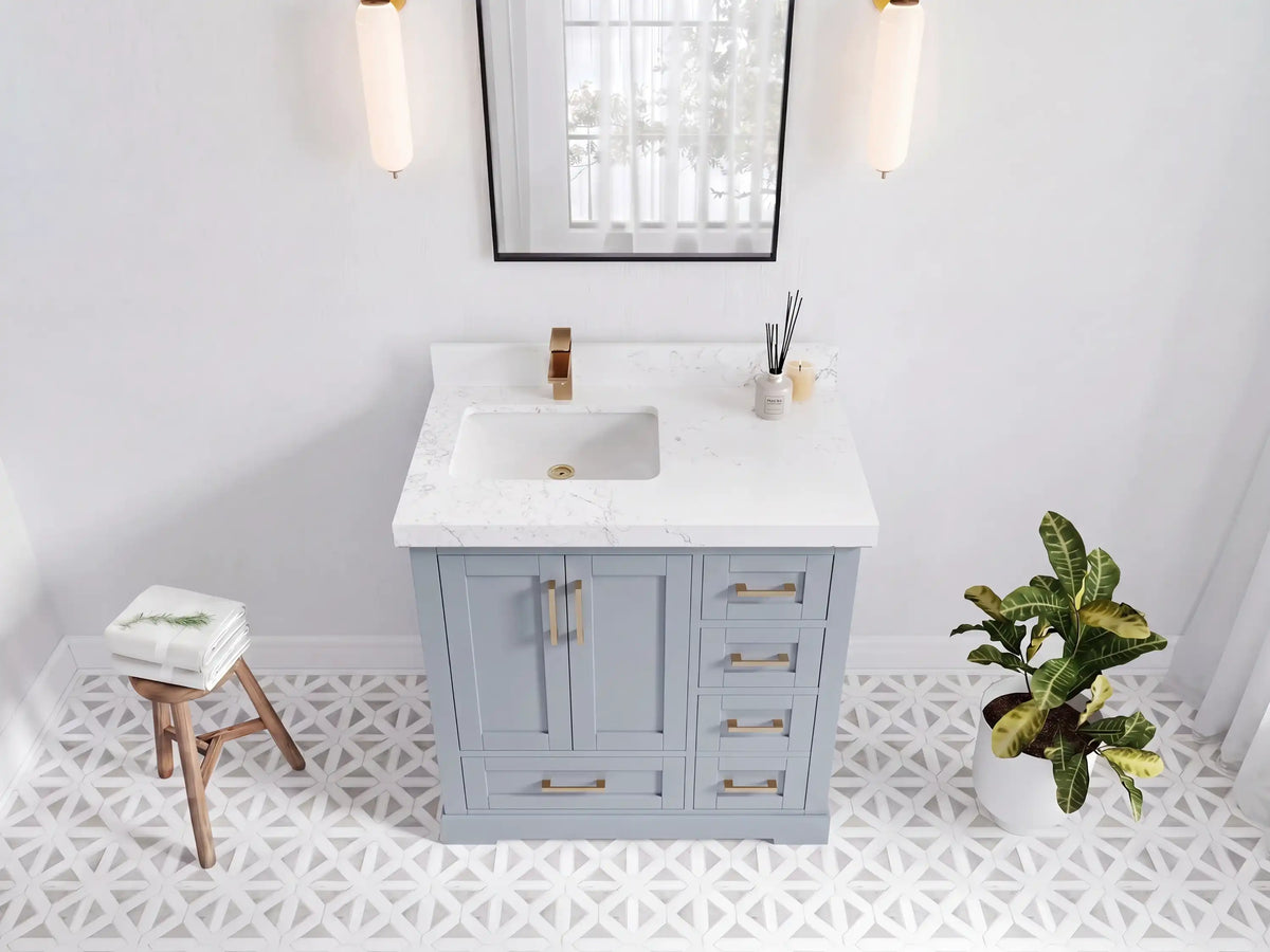 Boston 36 in. W x 22 in. D Left Offset Sink Bathroom Vanity
