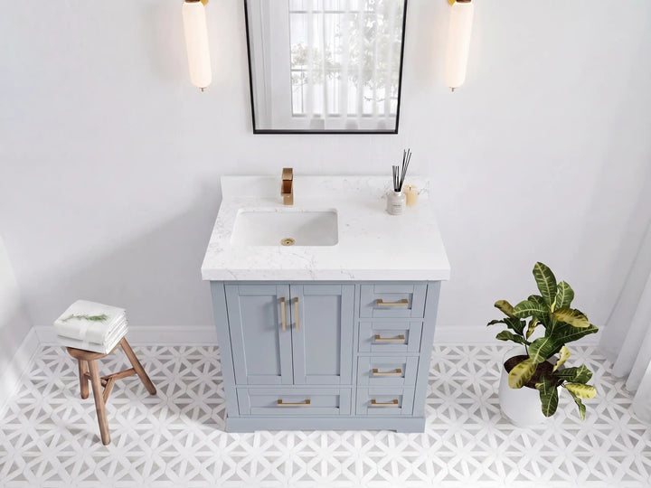 Boston 36 in. W x 22 in. D Left Offset Sink Bathroom Vanity - photo 15