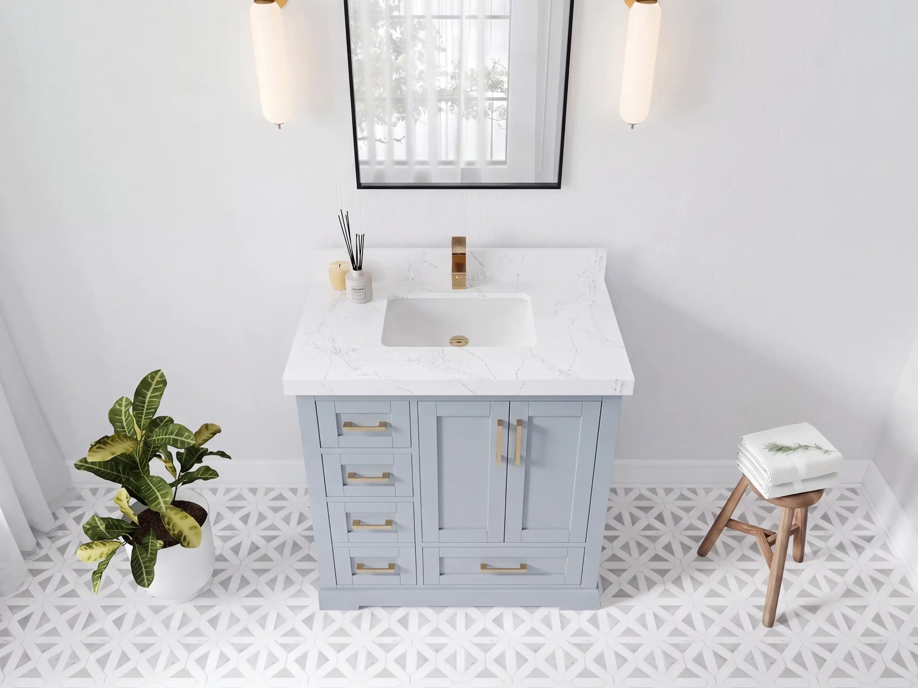 Boston 36 in. W x 22 in. D Right Offset Sink Bathroom Vanity