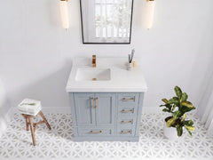 Boston 36 in. W x 22 in. D Left Offset Sink Bathroom Vanity - photo 15