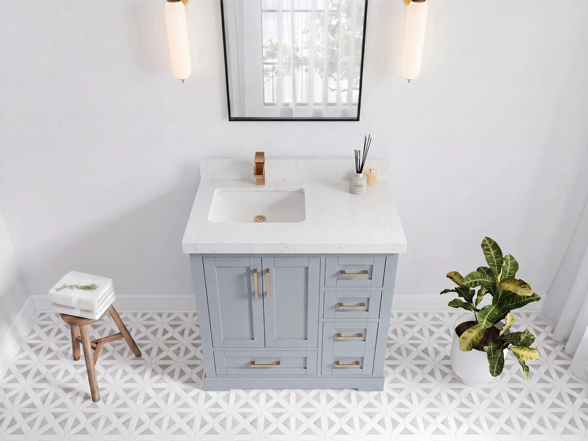 Boston 36 in. W x 22 in. D Left Offset Sink Bathroom Vanity