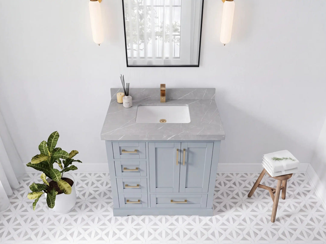 Boston 36 in. W x 22 in. D Center Sink Bathroom Vanity | 
              
                Blue Heather
                
                  
             - BST_BLU_WHQZ_36CR - photo №18