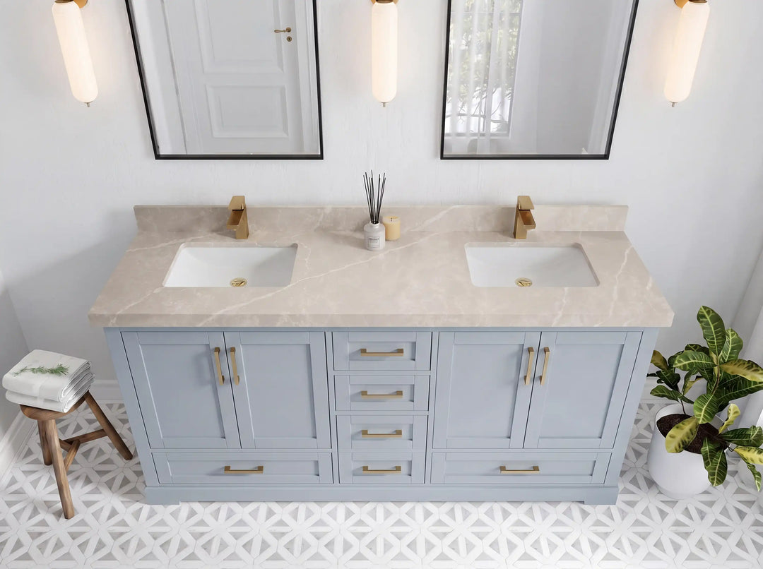 Boston 72 in. W x 22 in. D Double Sink Bathroom Vanity | 
              
                Blue Heather
                
                  
             - BST_BLU_WHQZ_72D - photo №18