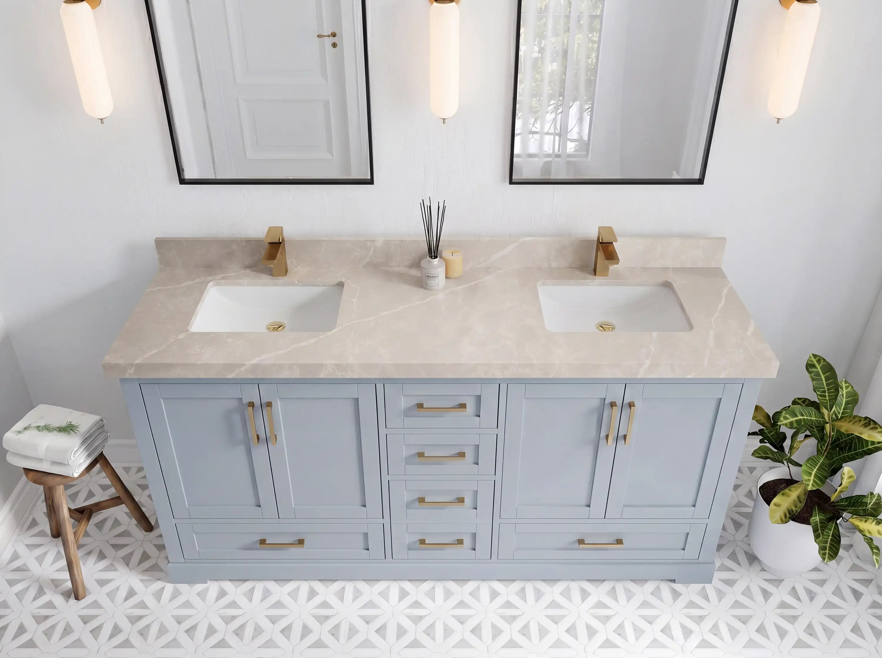Boston 72 in. W x 22 in. D Double Sink Bathroom Vanity