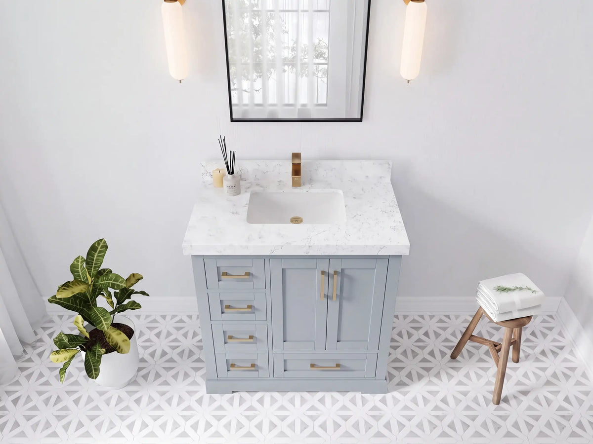 Boston 36 in. W x 22 in. D Right Offset Sink Bathroom Vanity