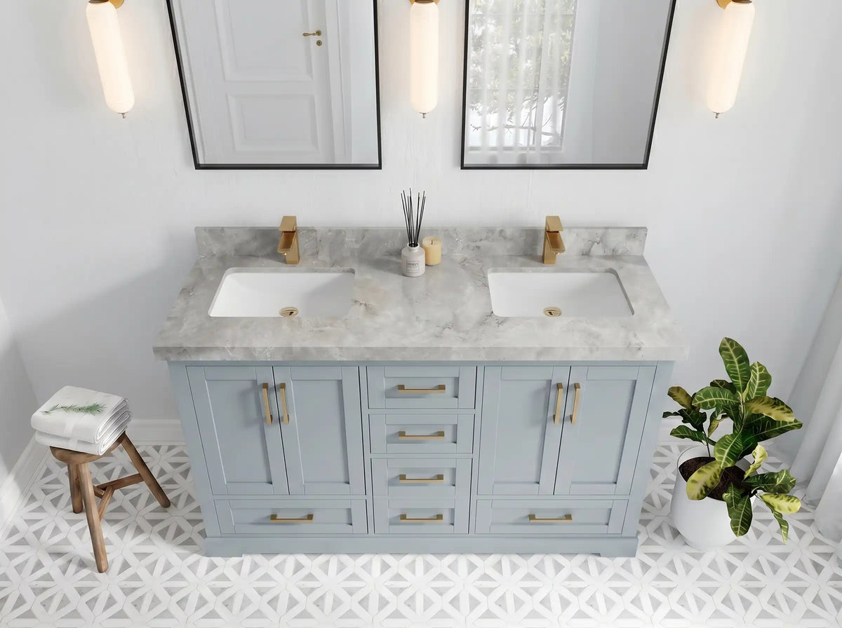 Boston 60 in. W x 22 in. D Double Sink Bathroom Vanity