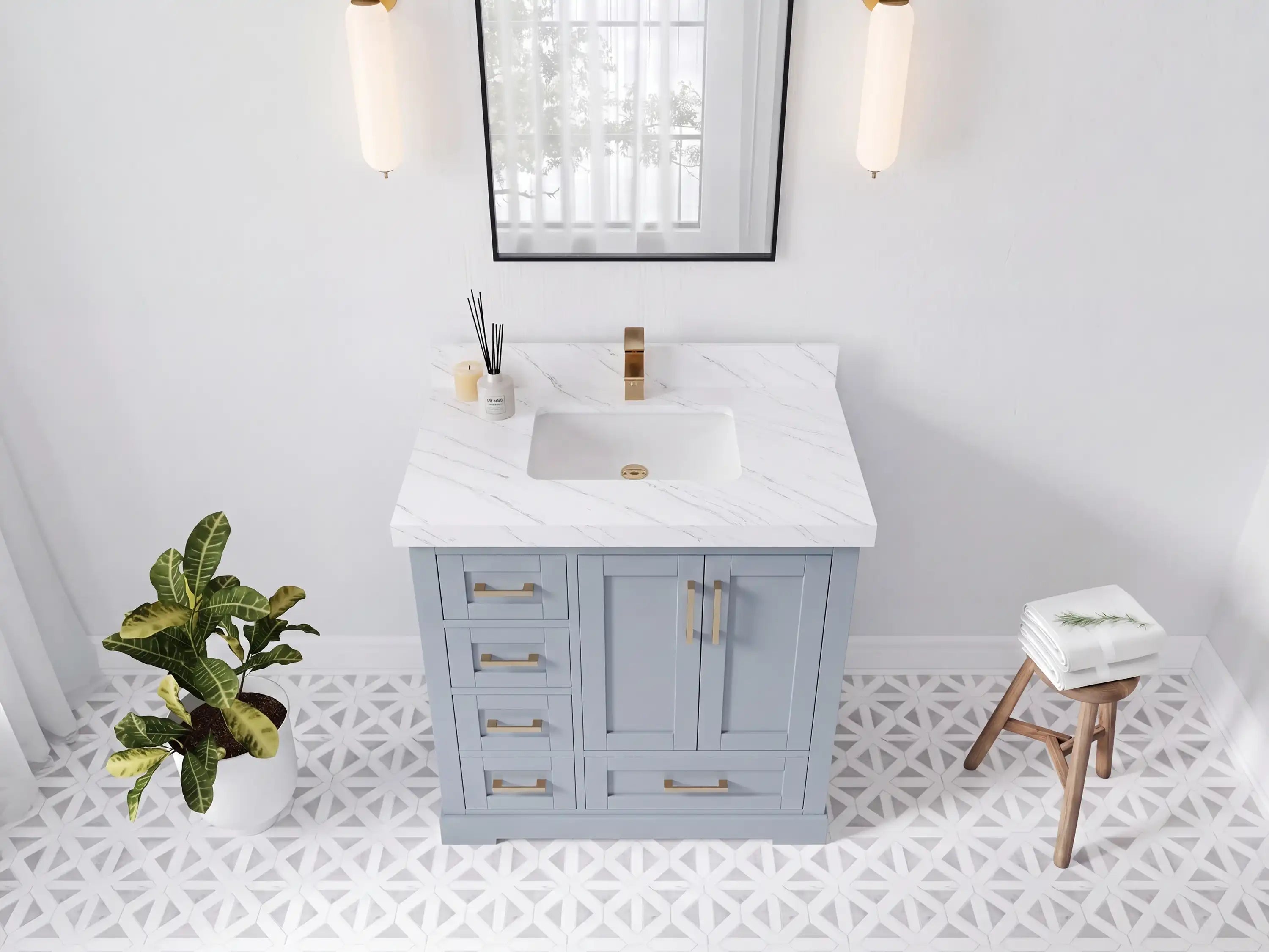 Boston 36 in. W x 22 in. D Right Offset Sink Bathroom Vanity