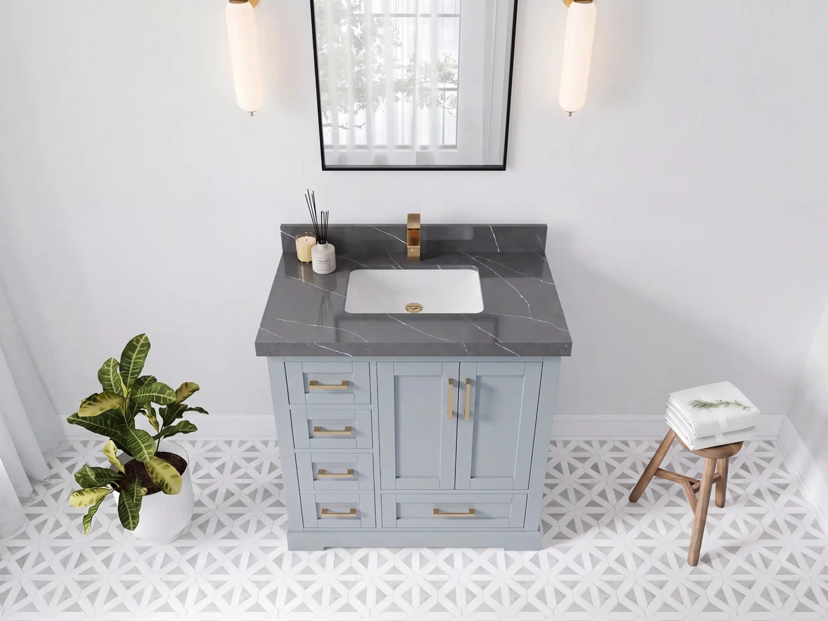 Boston 36 in. W x 22 in. D Right Offset Sink Bathroom Vanity