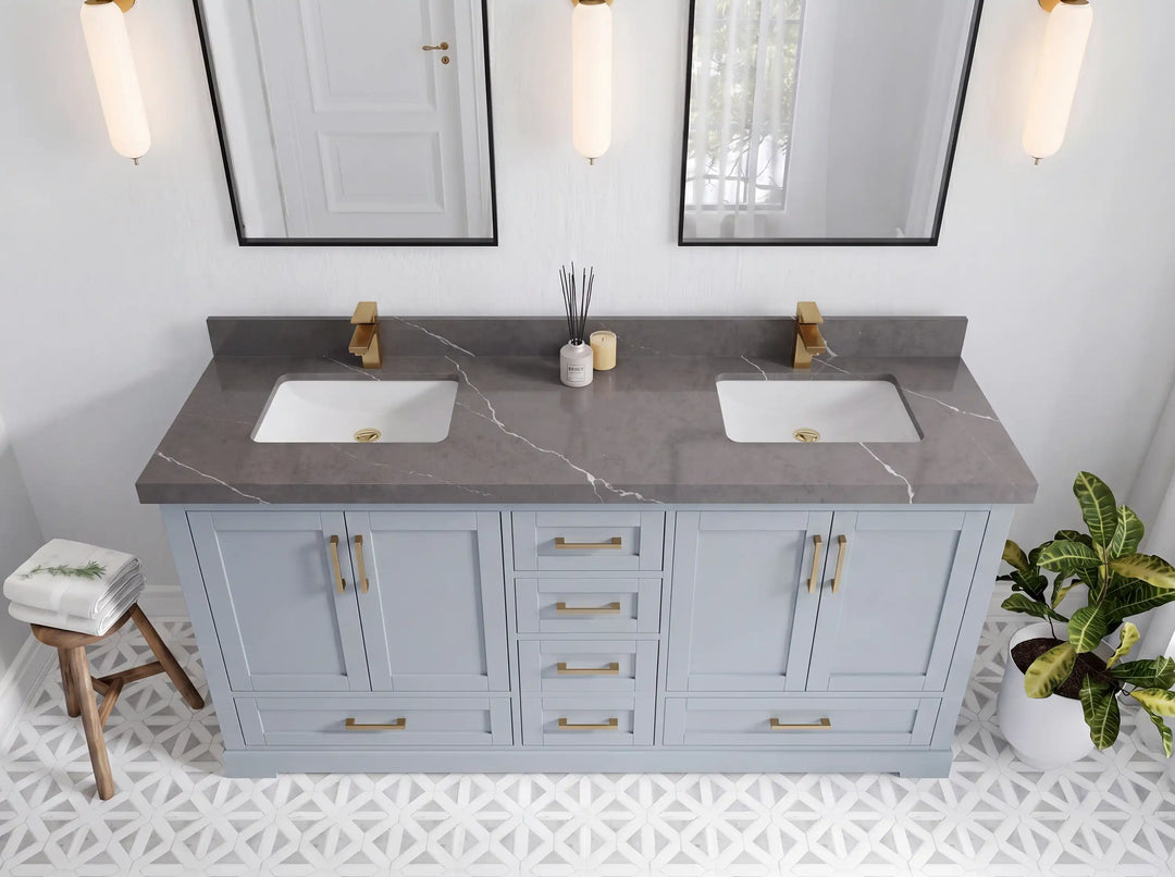 Boston 72 in. W x 22 in. D Double Sink Bathroom Vanity | 
              
                Blue Heather
                
                  
             - BST_BLU_WHQZ_72D - photo №21