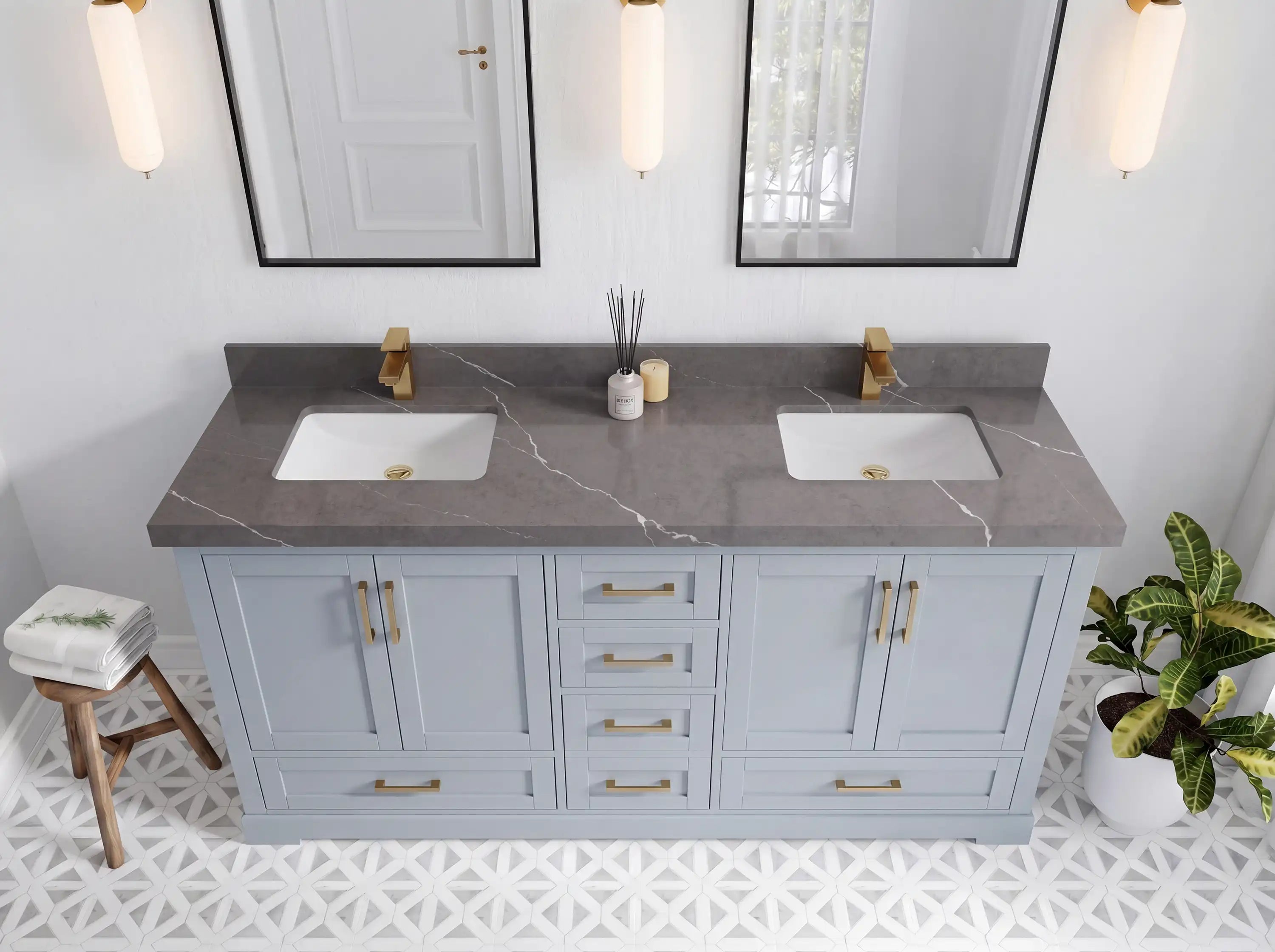 Boston 72 in. W x 22 in. D Double Sink Bathroom Vanity