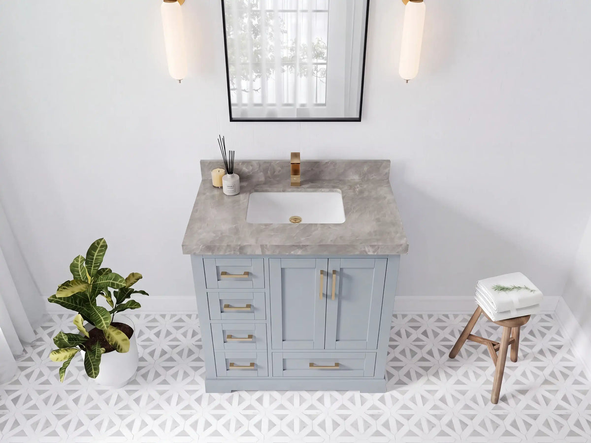 Boston 36 in. W x 22 in. D Right Offset Sink Bathroom Vanity