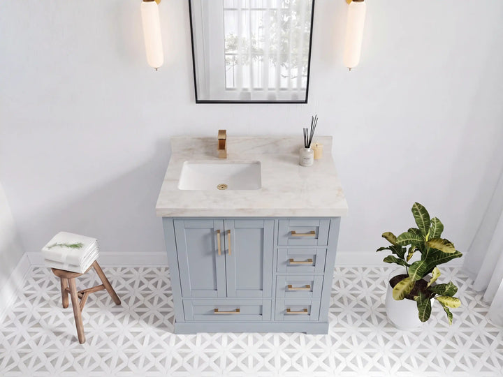 Boston 36 in. W x 22 in. D Left Offset Sink Bathroom Vanity - photo 32