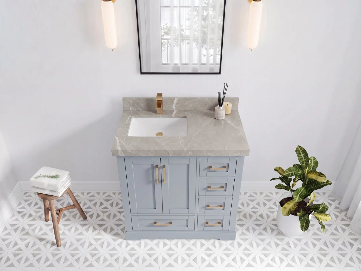 Boston 36 in. W x 22 in. D Left Offset Sink Bathroom Vanity