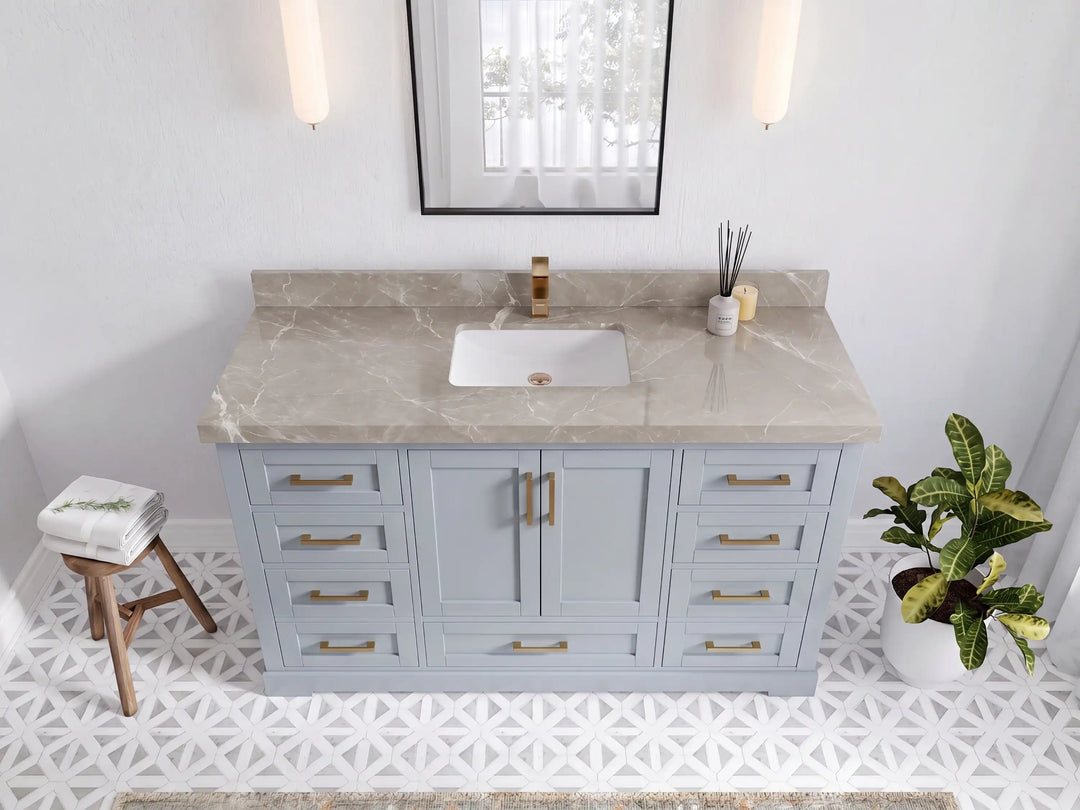 Boston 60 in. W x 22 in. D Single Sink Bathroom Vanity | 
              
                Blue Heather
                
                  
             - BST_BLU_WHQZ_60S - photo №33
