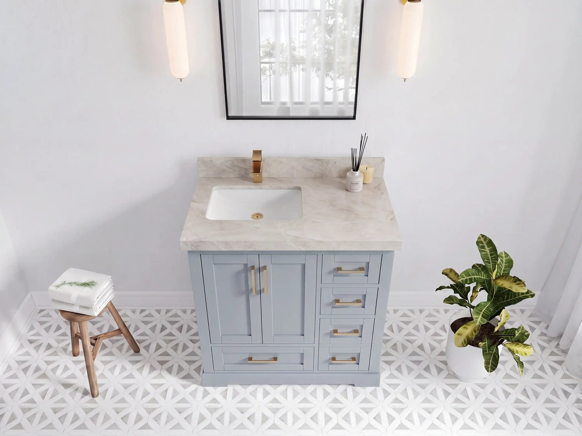 Boston 36 in. W x 22 in. D Left Offset Sink Bathroom Vanity