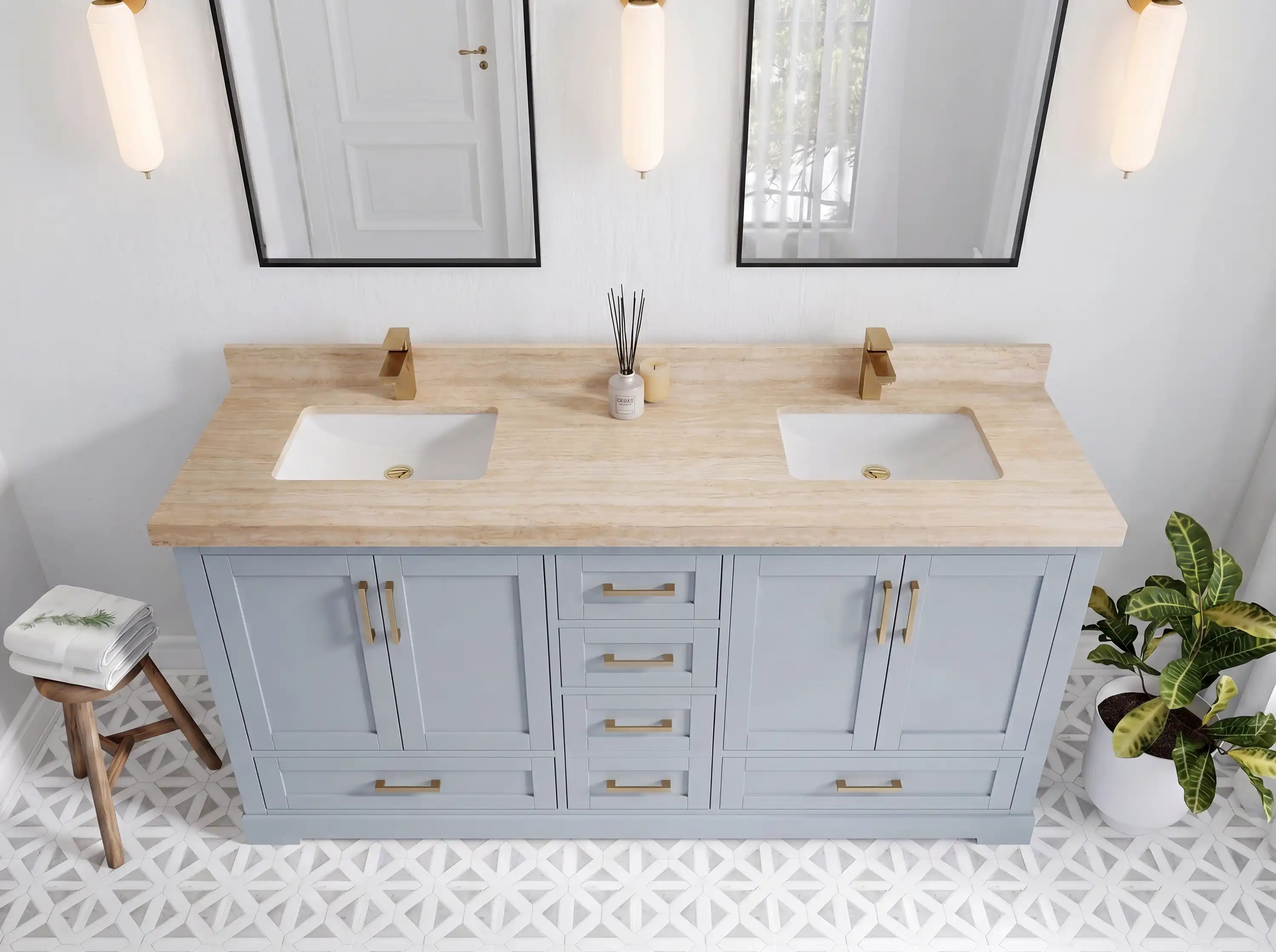Boston 72 in. W x 22 in. D Double Sink Bathroom Vanity
