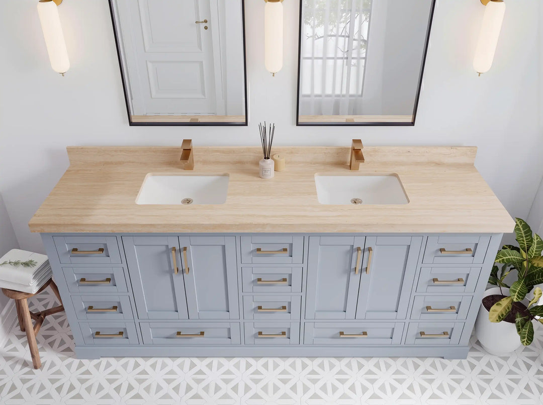 Boston 84 in. W x 22 in. D Double Sink Bathroom Vanity | 
              
                Blue Heather
                
                  
             - BST_BLU_WHQZ_84 - photo №36