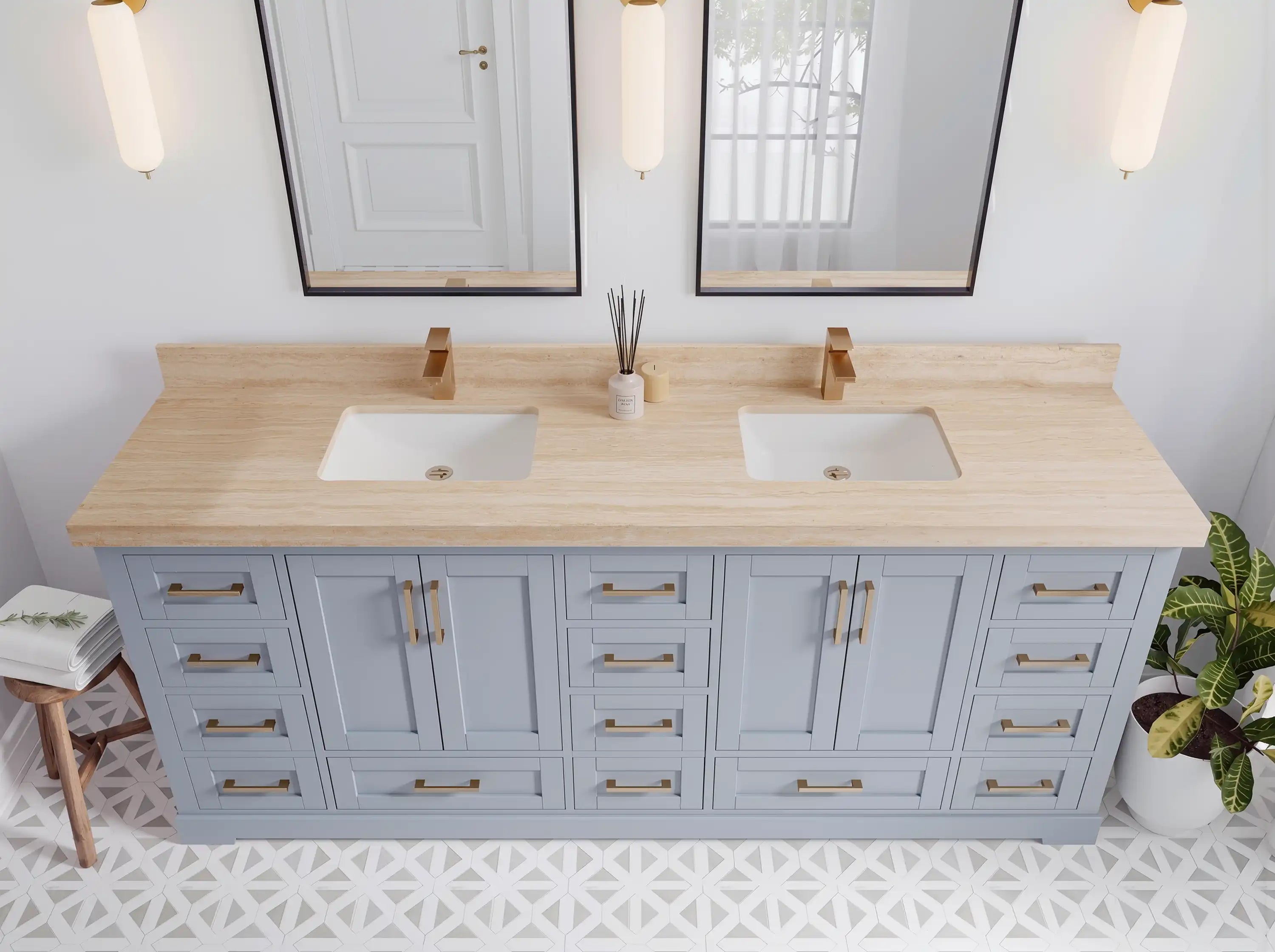 Boston 84 in. W x 22 in. D Double Sink Bathroom Vanity