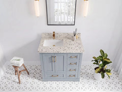 Boston 36 in. W x 22 in. D Left Offset Sink Bathroom Vanity - photo 35