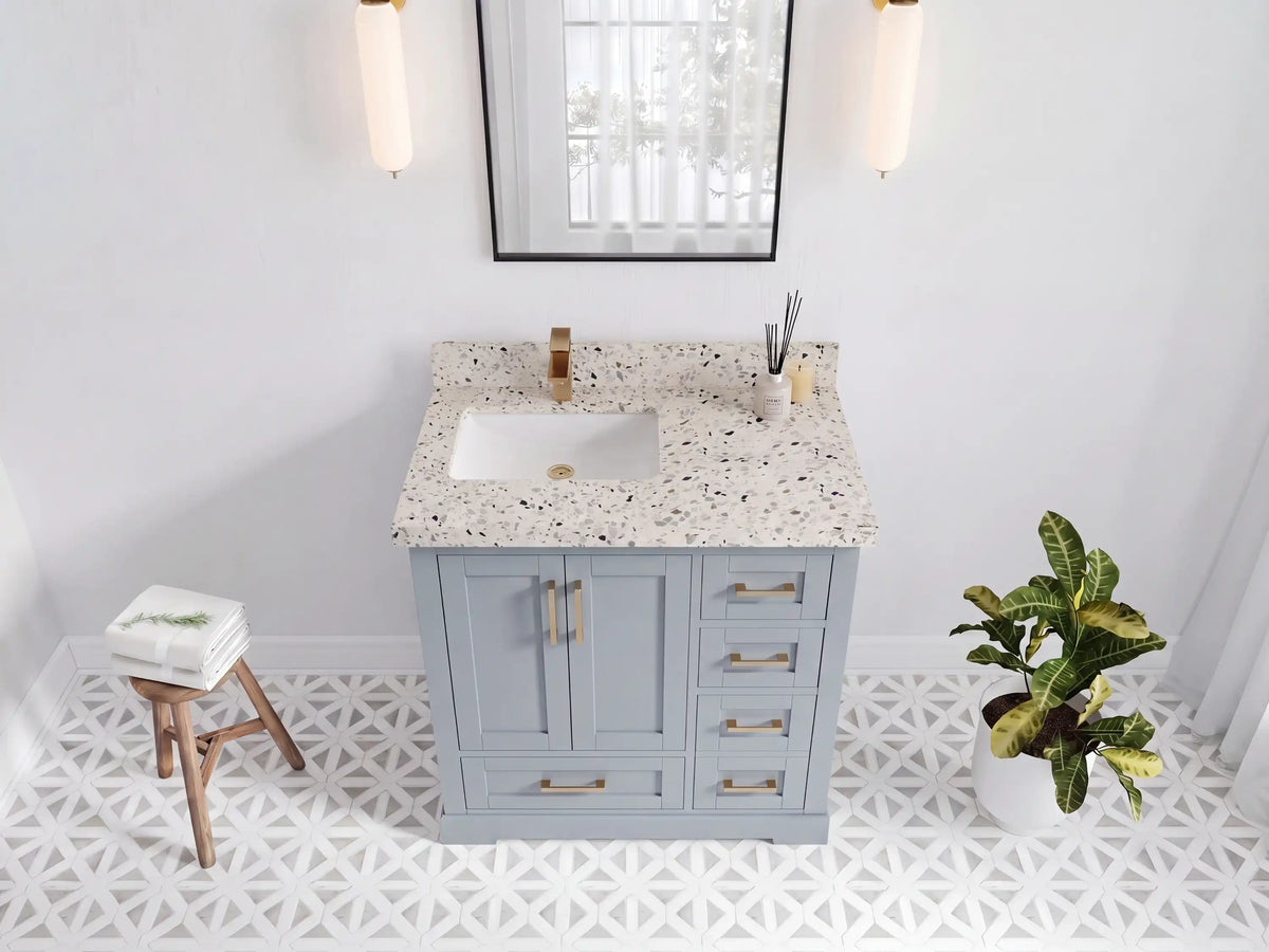 Boston 36 in. W x 22 in. D Left Offset Sink Bathroom Vanity