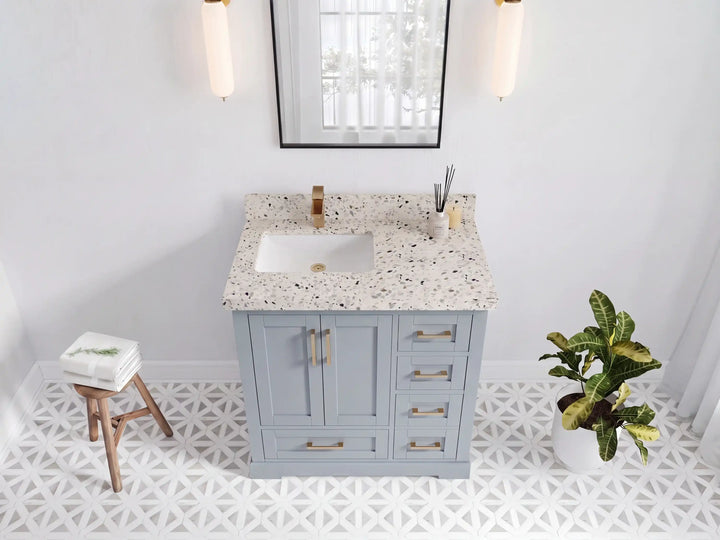 Boston 36 in. W x 22 in. D Left Offset Sink Bathroom Vanity - photo 36
