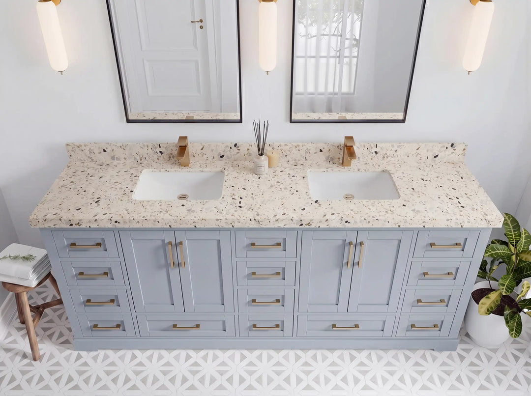 Boston 84 in. W x 22 in. D Double Sink Bathroom Vanity | 
              
                Blue Heather
                
                  
             - BST_BLU_WHQZ_84 - photo №37