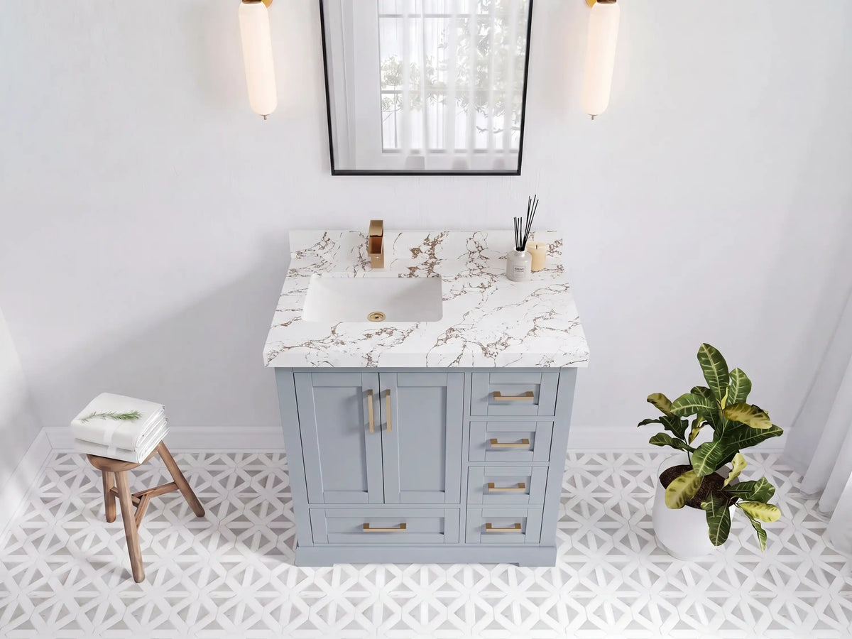 Boston 36 in. W x 22 in. D Left Offset Sink Bathroom Vanity