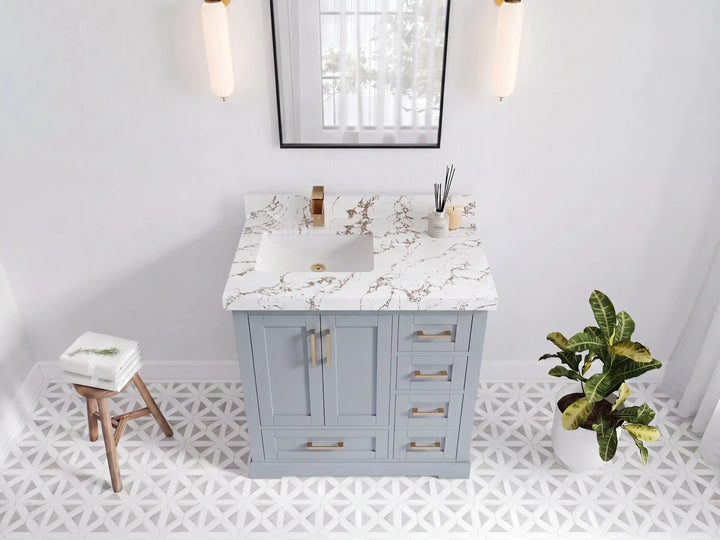 Boston 36 in. W x 22 in. D Left Offset Sink Bathroom Vanity - photo 21