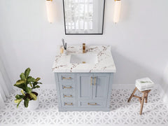 Boston 36 in. W x 22 in. D Right Offset Sink Bathroom Vanity - photo 21
