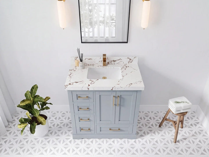 Boston 36 in. W x 22 in. D Right Offset Sink Bathroom Vanity - photo 22