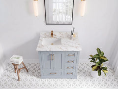Boston 36 in. W x 22 in. D Left Offset Sink Bathroom Vanity - photo 21