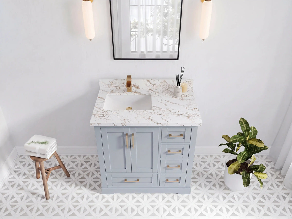 Boston 36 in. W x 22 in. D Left Offset Sink Bathroom Vanity