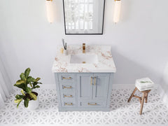 Boston 36 in. W x 22 in. D Right Offset Sink Bathroom Vanity - photo 22