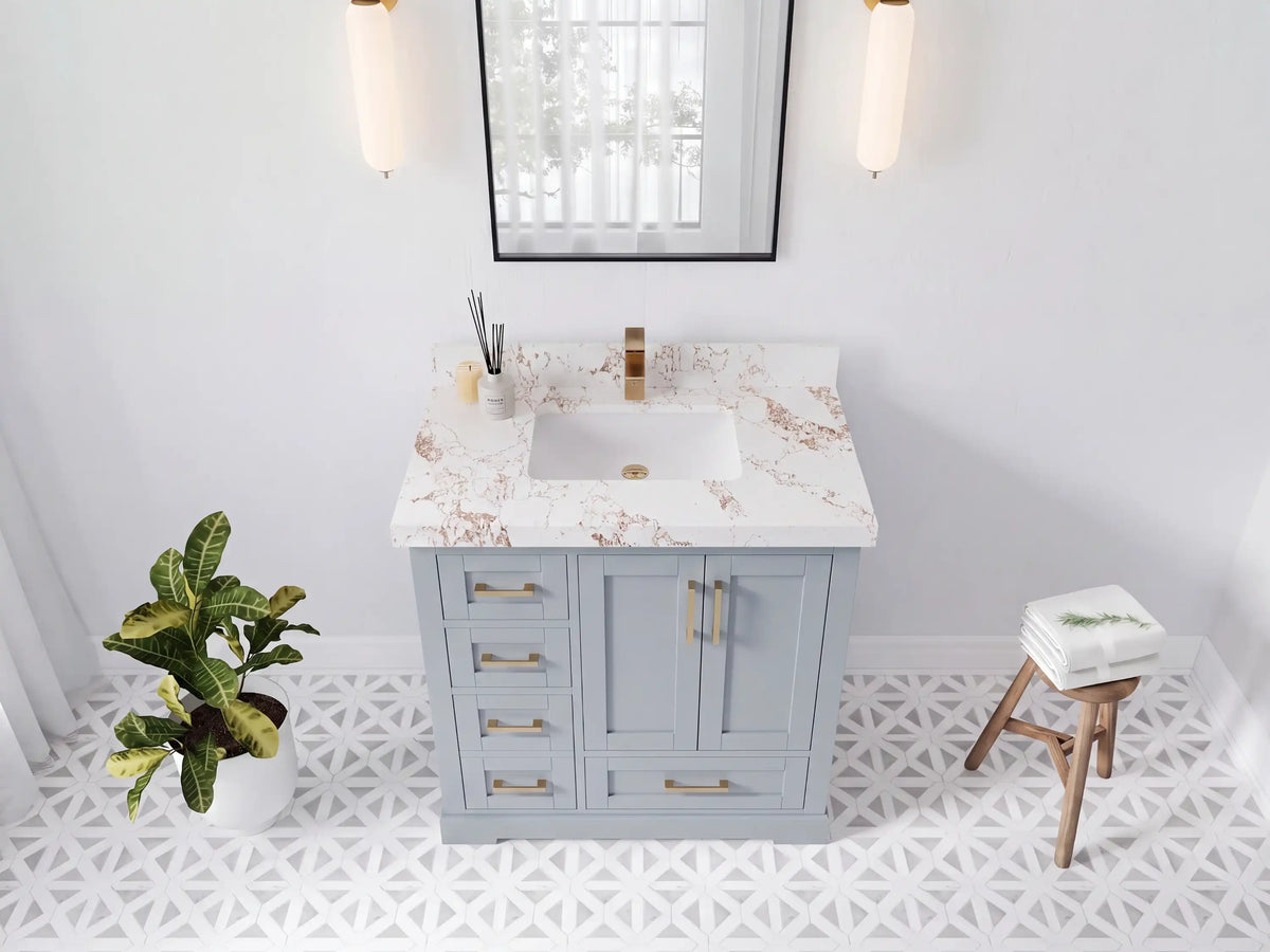 Boston 36 in. W x 22 in. D Right Offset Sink Bathroom Vanity