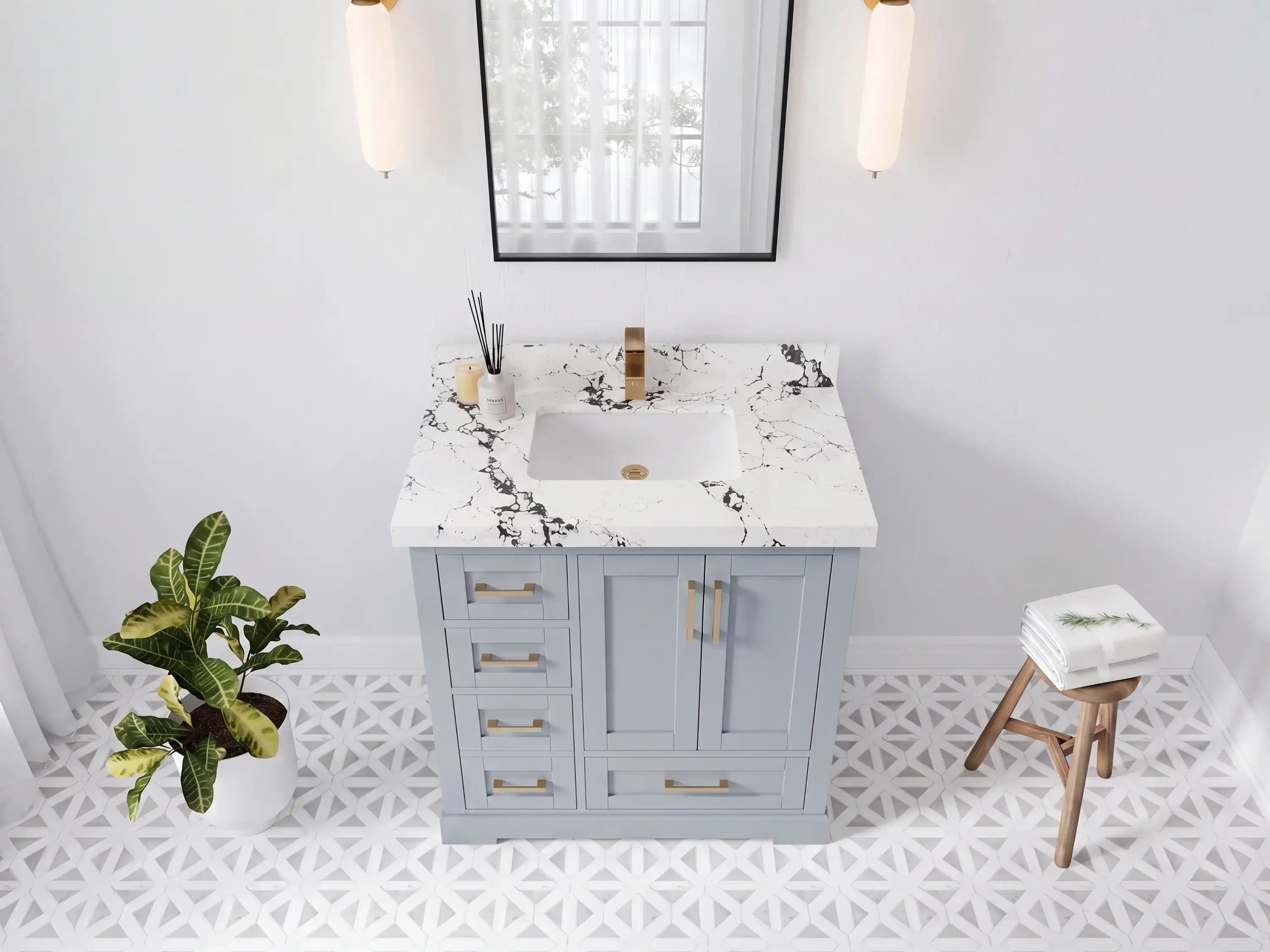 Boston 36 in. W x 22 in. D Right Offset Sink Bathroom Vanity