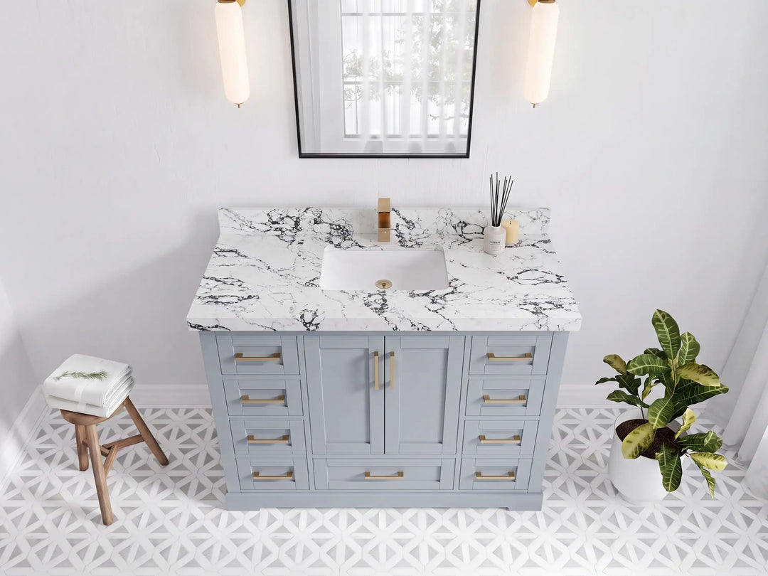 Boston 48 in. W x 22 in. D Single Sink Bathroom Vanity | 
              
                Blue Heather
                
                  
             - BST_BLU_WHQZ_48S - photo №23