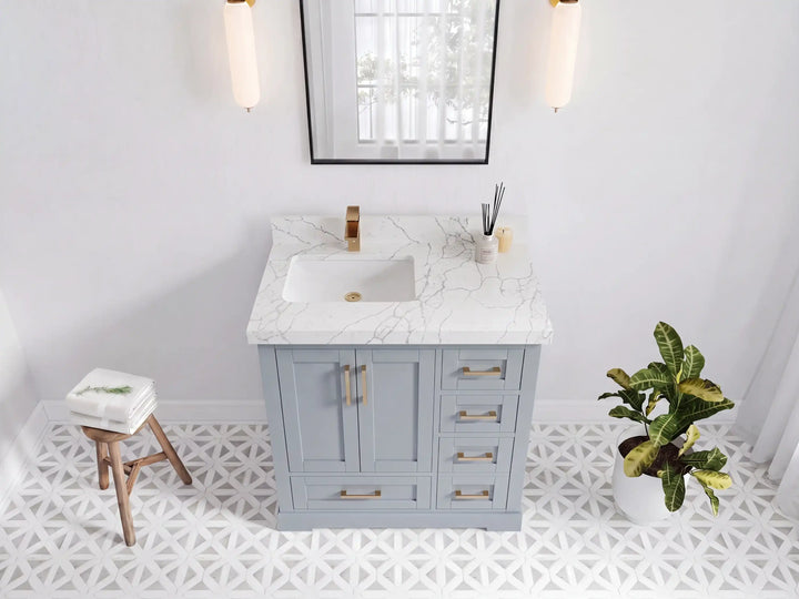 Boston 36 in. W x 22 in. D Left Offset Sink Bathroom Vanity - photo 24