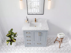 Boston 36 in. W x 22 in. D Right Offset Sink Bathroom Vanity - photo 24