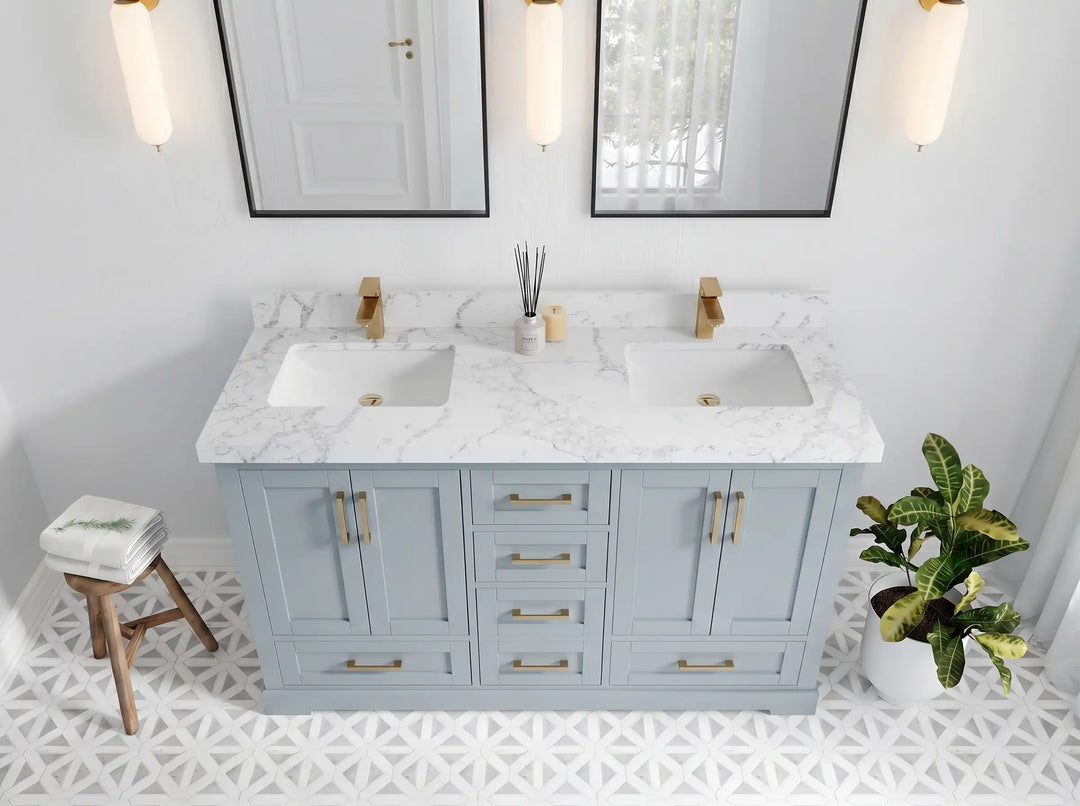 Boston 60 in. W x 22 in. D Double Sink Bathroom Vanity | 
              
                Blue Heather
                
                  
             - BST_BLU_WHQZ_60D - photo №23